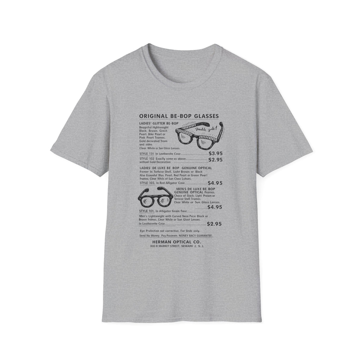 Original Be-Bop Glasses catalog with style descriptions and prices.