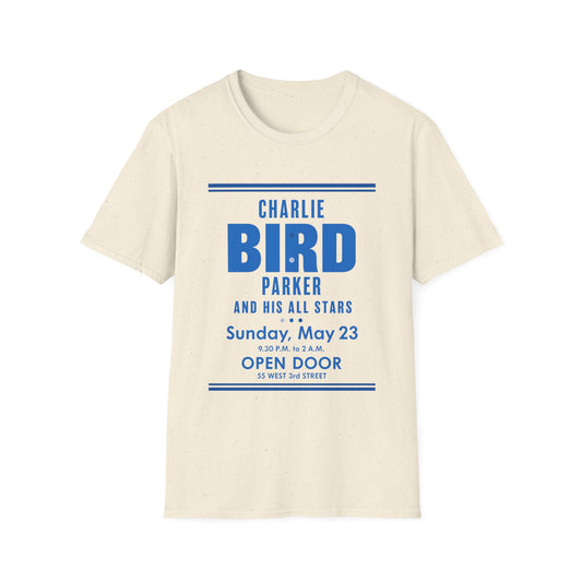 Cream t-shirt with Charlie Parker and His All Stars concert details.