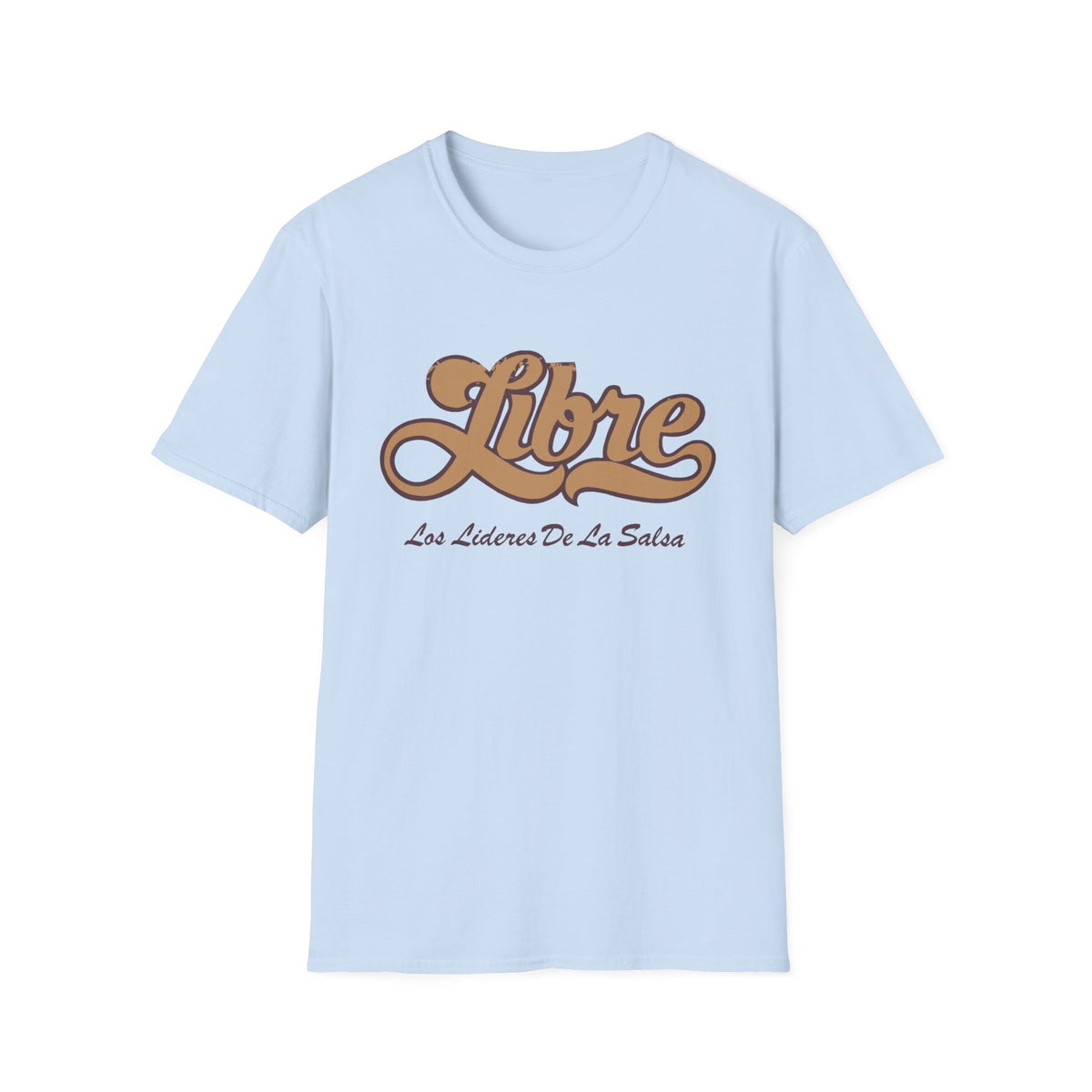Light blue t-shirt with "Libre" and "Los Lideres De La Salsa" text.