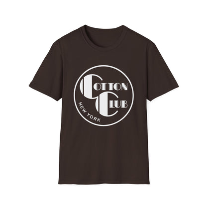 Brown t-shirt with white "Cotton Club New York" text and logo.