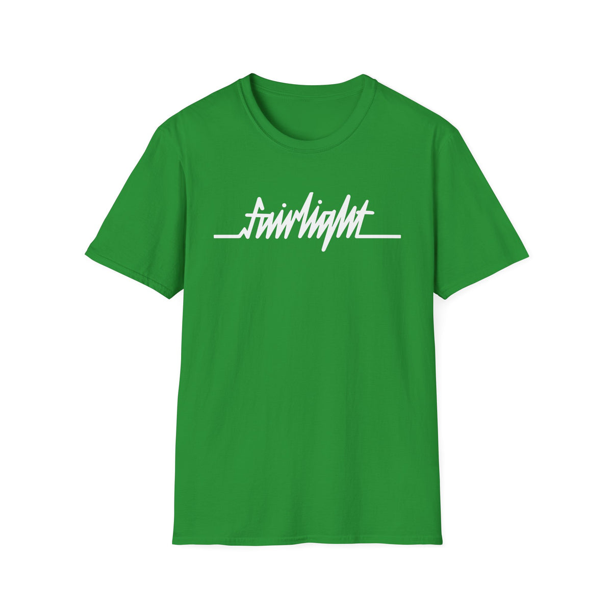 Green t-shirt with "Fairlight" text logo in white script.