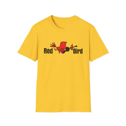 Yellow t-shirt with "Red Bird" text and a red bird graphic.