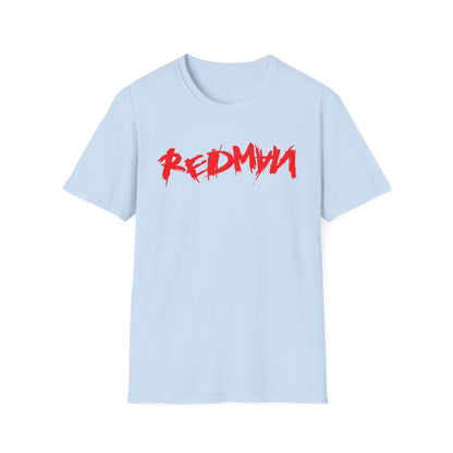 Light blue t-shirt with red "REDMAN" graphic across the chest.