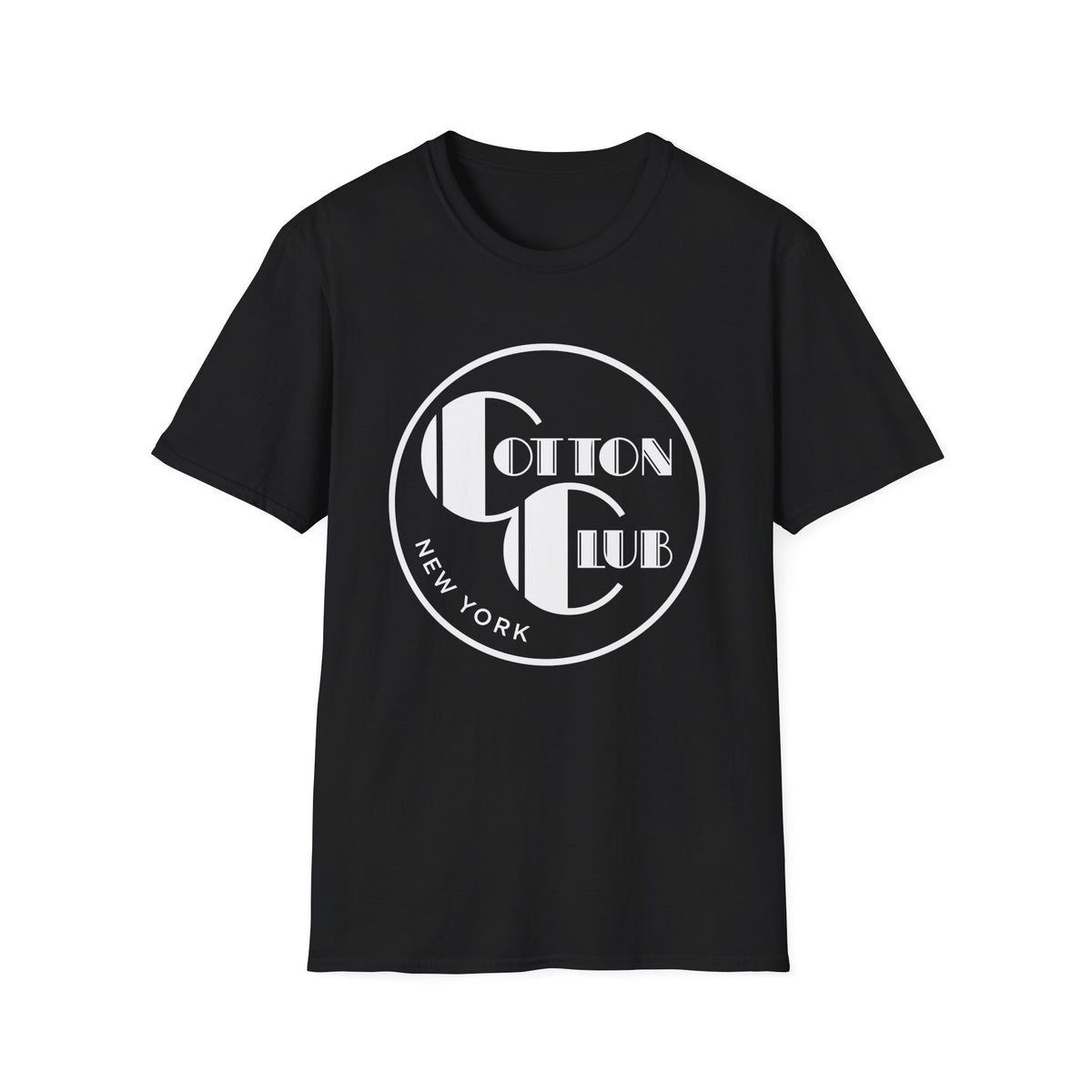 Black t-shirt with white Cotton Club New York logo.