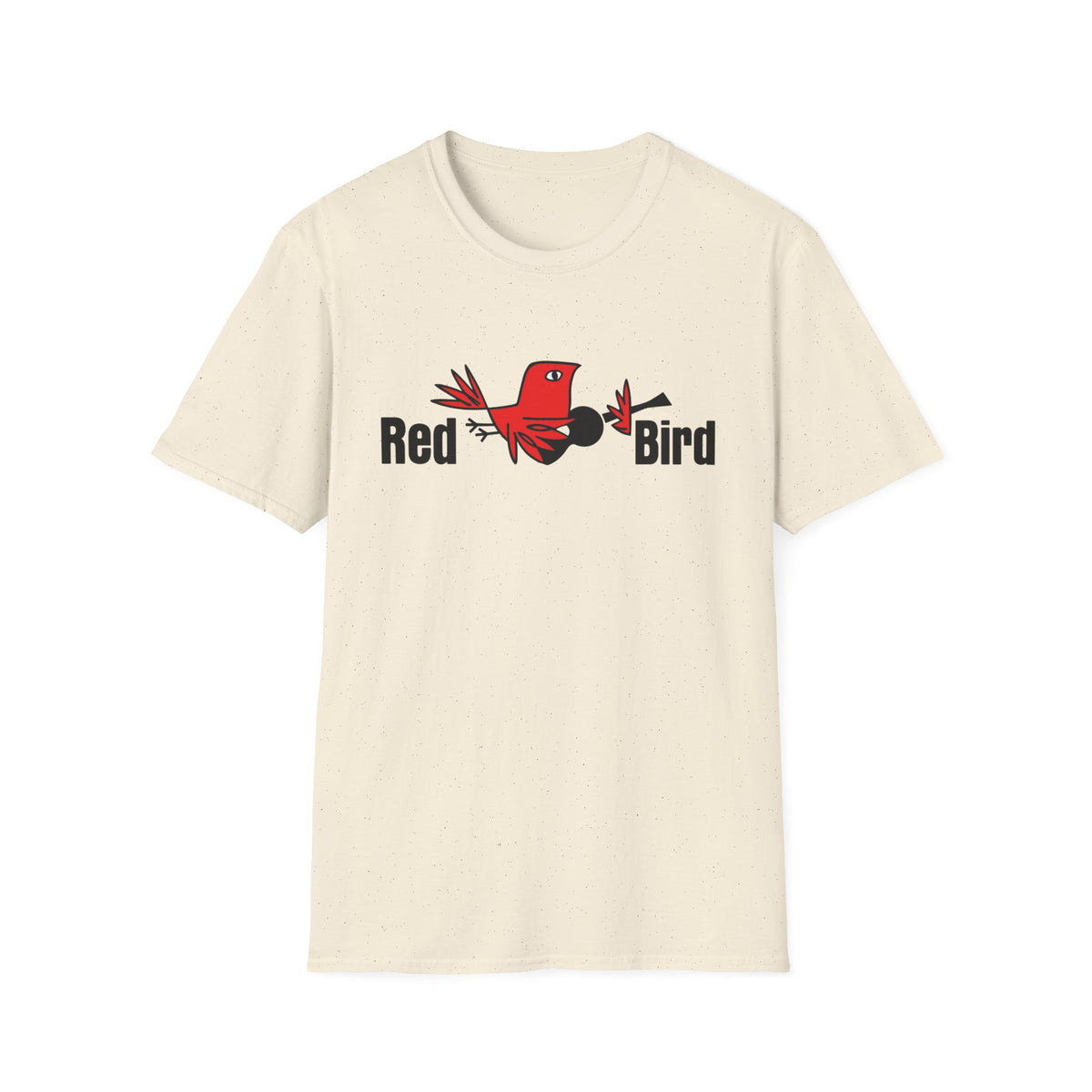 Cream t-shirt with "Red Bird" text and a red bird graphic.