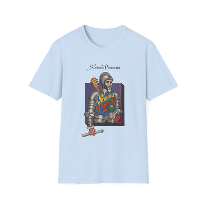 Light blue t-shirt with Sonora Ponceña text and illustration.