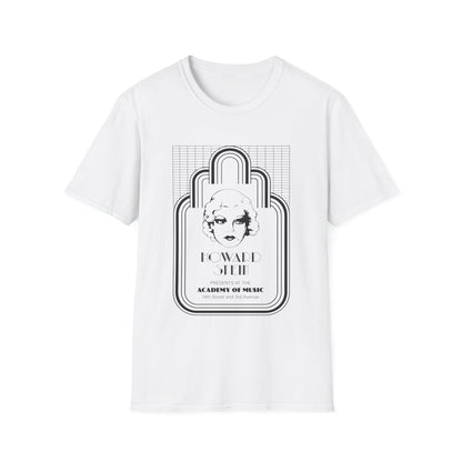 White t-shirt with black graphic: Howard Stein Presents at Academy of Music.