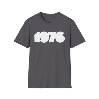 Charcoal t-shirt with "1976" graphic printed in white.