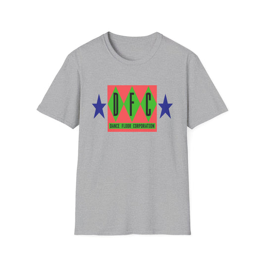 Grey t-shirt with DFC logo and "Dance Floor Corporation" text.
