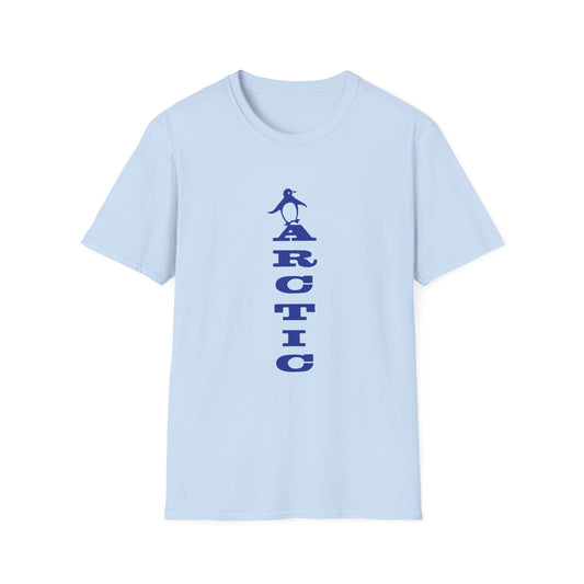 Light blue t-shirt with vertical "ARCTIC" text and a penguin graphic.