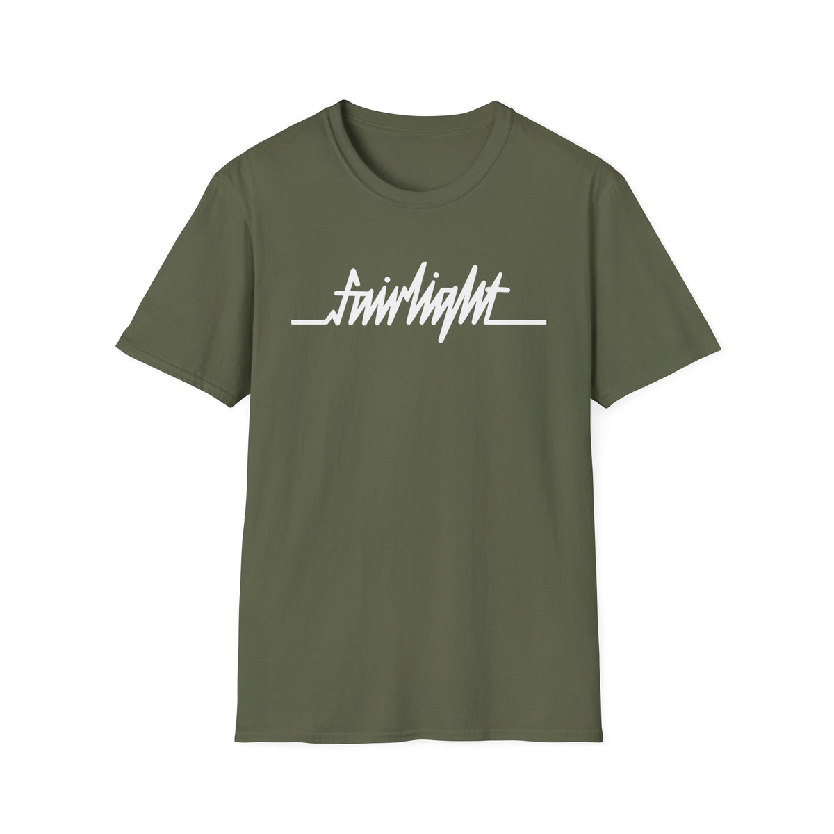 Green t-shirt with white "fairlight" text logo.