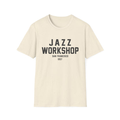 Cream t-shirt with black text "Jazz Workshop San Francisco 1957".