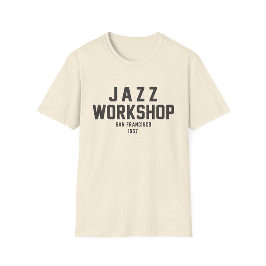 Cream t-shirt with black text "Jazz Workshop San Francisco 1957".
