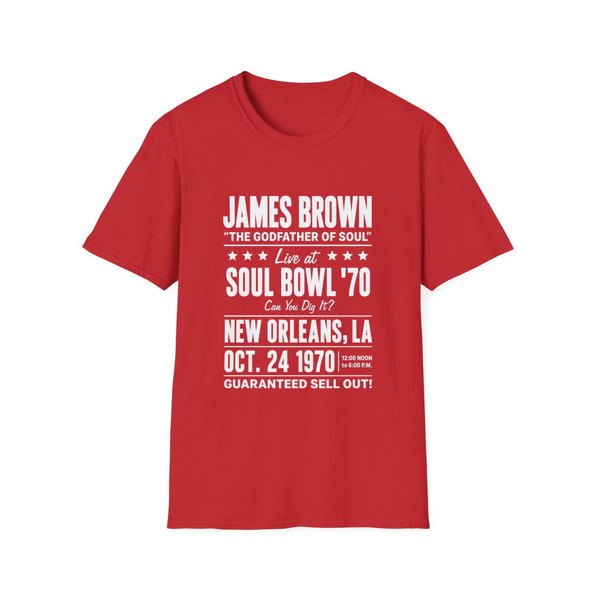 James Brown Soul Bowl '70 concert t-shirt, New Orleans, Oct. 24, 1970.