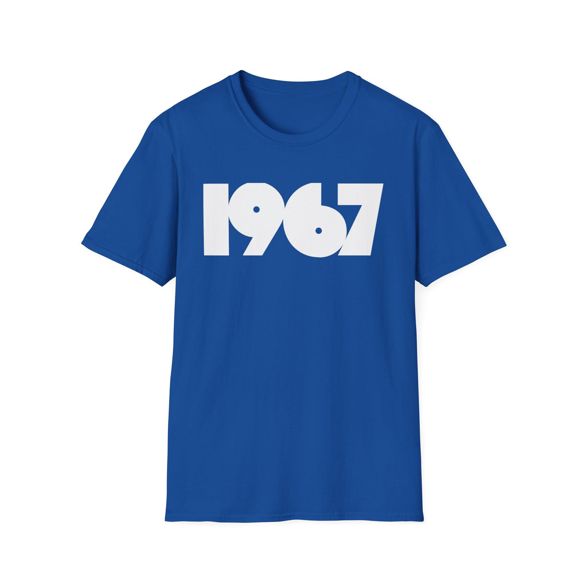Blue t-shirt with large white "1967" graphic on the front.