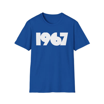 Blue t-shirt with large white "1967" graphic on the front.