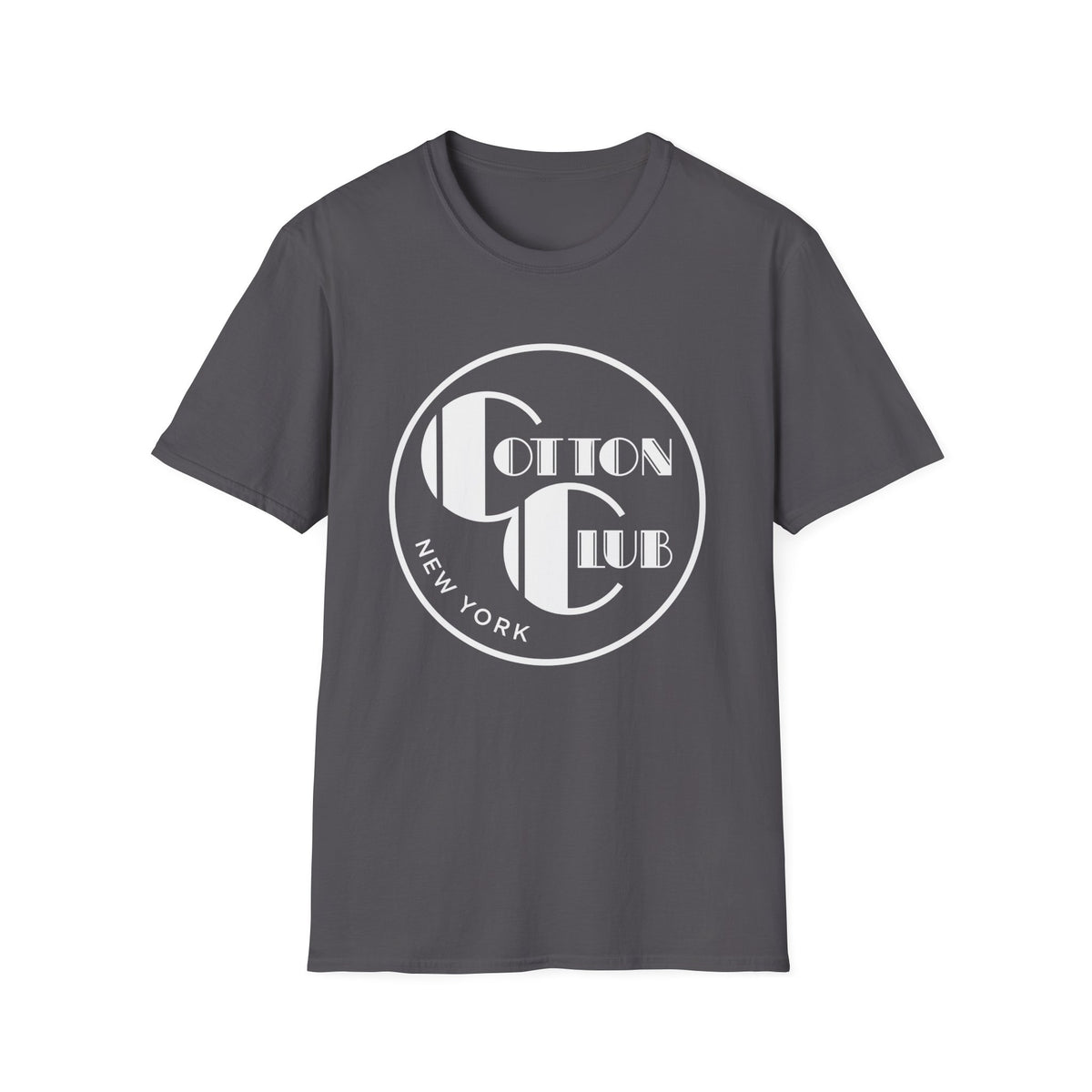 Gray t-shirt with white "Cotton Club New York" logo on front.