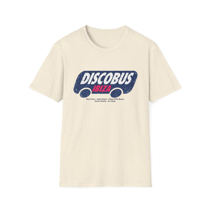 T-shirt with "DISCOBUS IBIZA" text and Ibiza locations.