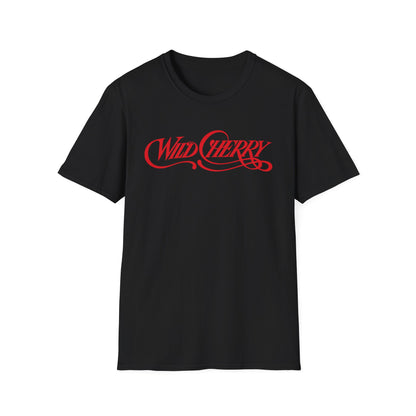 Black t-shirt with red "Wild Cherry" logo.