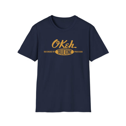 Navy t-shirt with "Okeh" and "Recorded by True One Process" text.