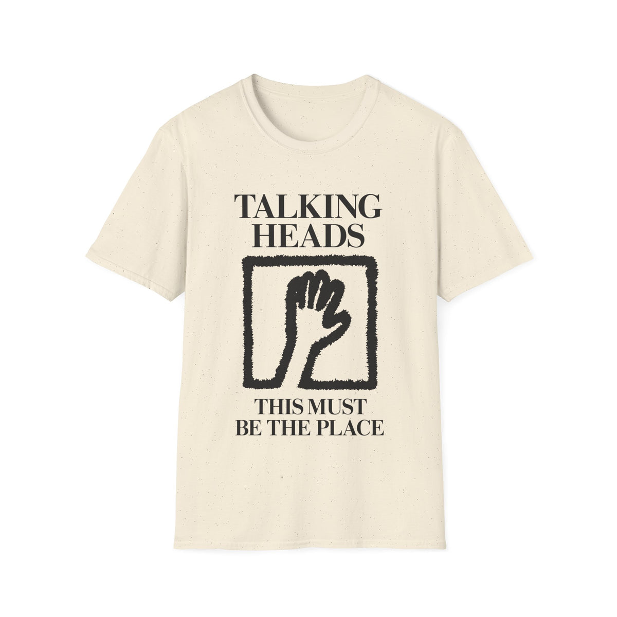 Cream t-shirt with Talking Heads band logo and song title.