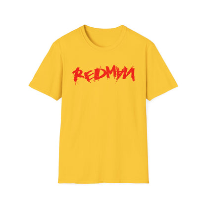 Yellow t-shirt with red "REDMYN" text graphic on the front.