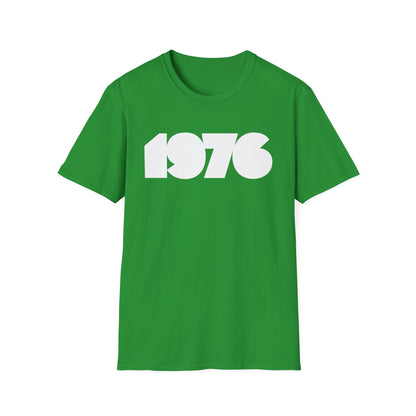 Green t-shirt with white "1976" text across the chest