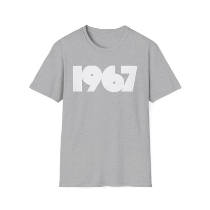 Grey t-shirt with white "1967" text across the chest.