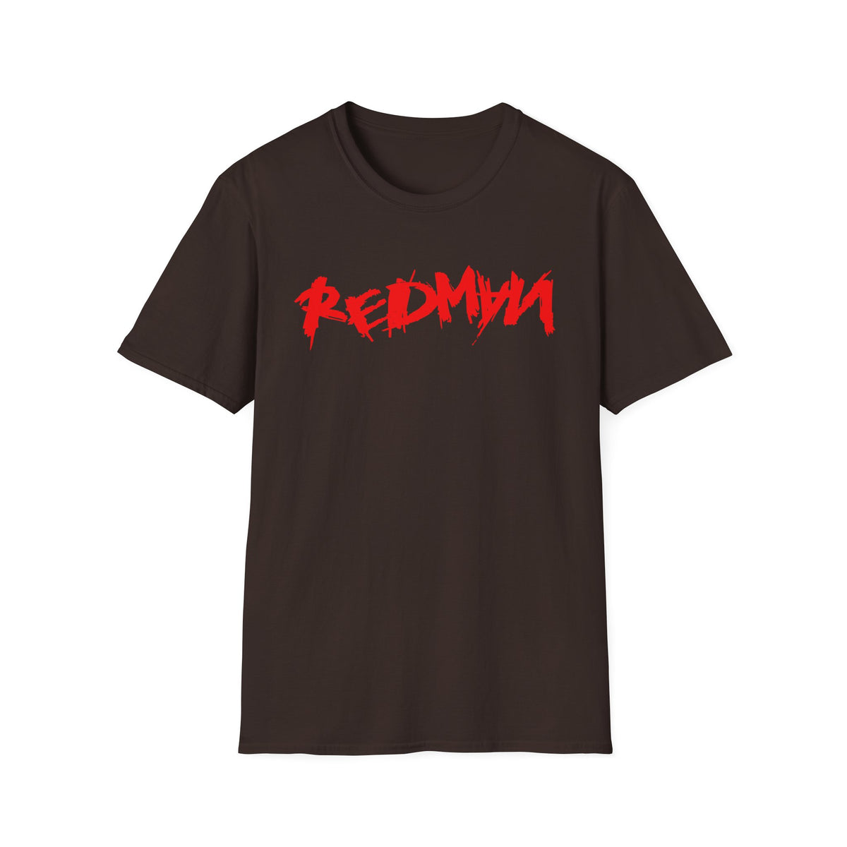 Brown t-shirt with red "REDMYN" text logo across the chest.
