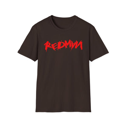 Brown t-shirt with red "REDMYN" text logo across the chest.