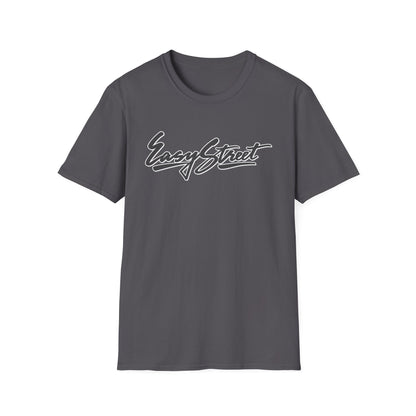Gray t-shirt with white "Easy Street" script logo.