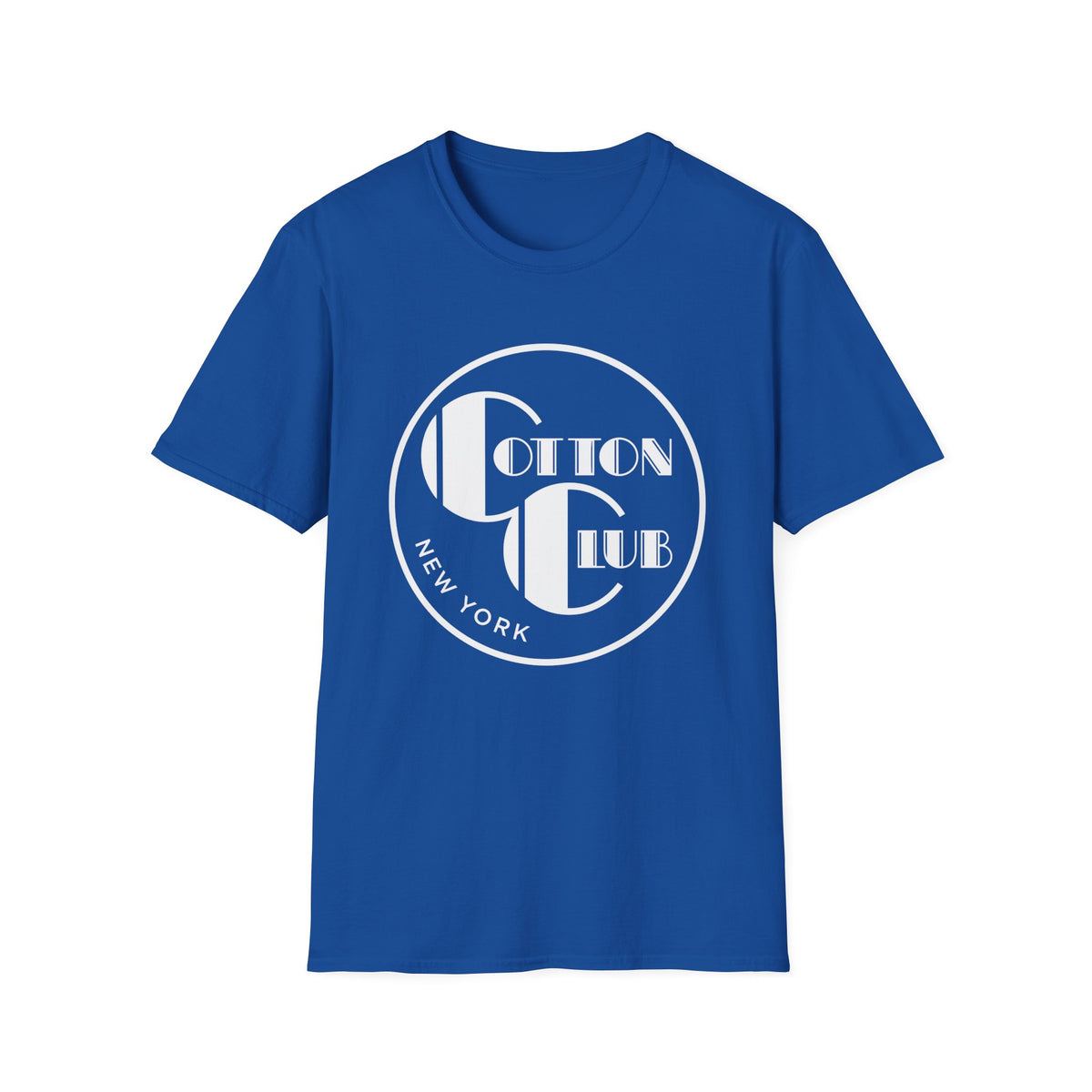 Blue t-shirt with white "Cotton Club New York" logo.
