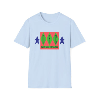 Light blue t-shirt with DFC logo and "Dance Floor Corporation" text.