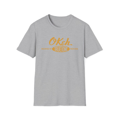 Grey t-shirt with "OKeh" and "Recorded by True One Process" logo.