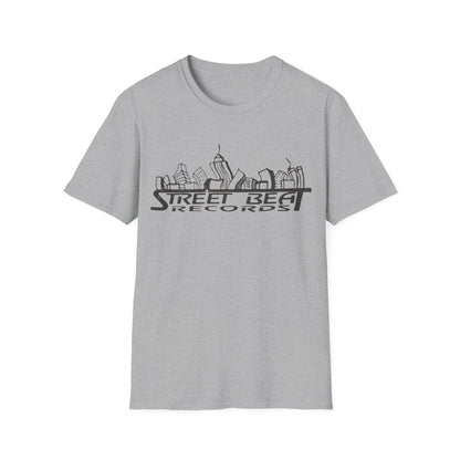Grey t-shirt with "STREET BEAT RECORDS" and a city skyline graphic.