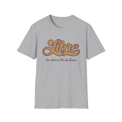 Grey t-shirt with "Libre" and "Los Lideres De La Salsa" text.