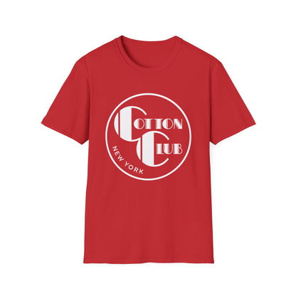 Red t-shirt with white Cotton Club New York graphic logo.