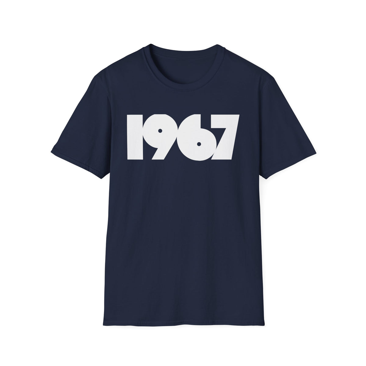 Navy blue t-shirt with white "1967" text across the chest.
