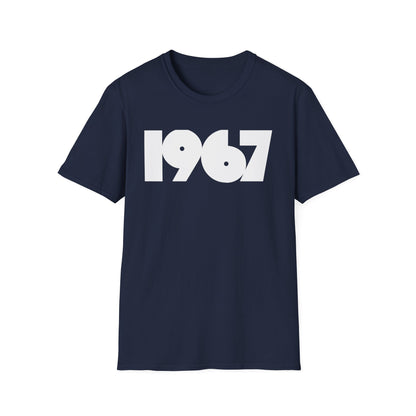 Navy blue t-shirt with white "1967" text across the chest.