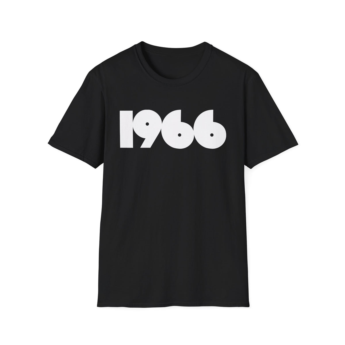 Black t-shirt with white "1966" graphic design on the front.
