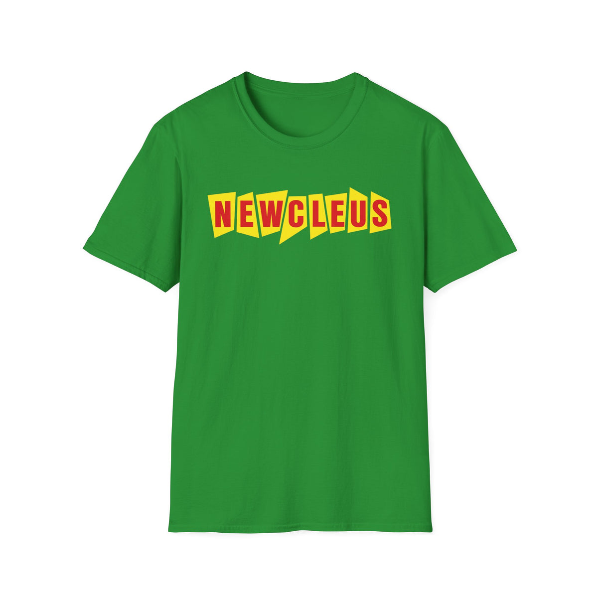 Green t-shirt with yellow and red "NEWCLEUS" text.