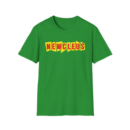 Green t-shirt with yellow and red "NEWCLEUS" text.