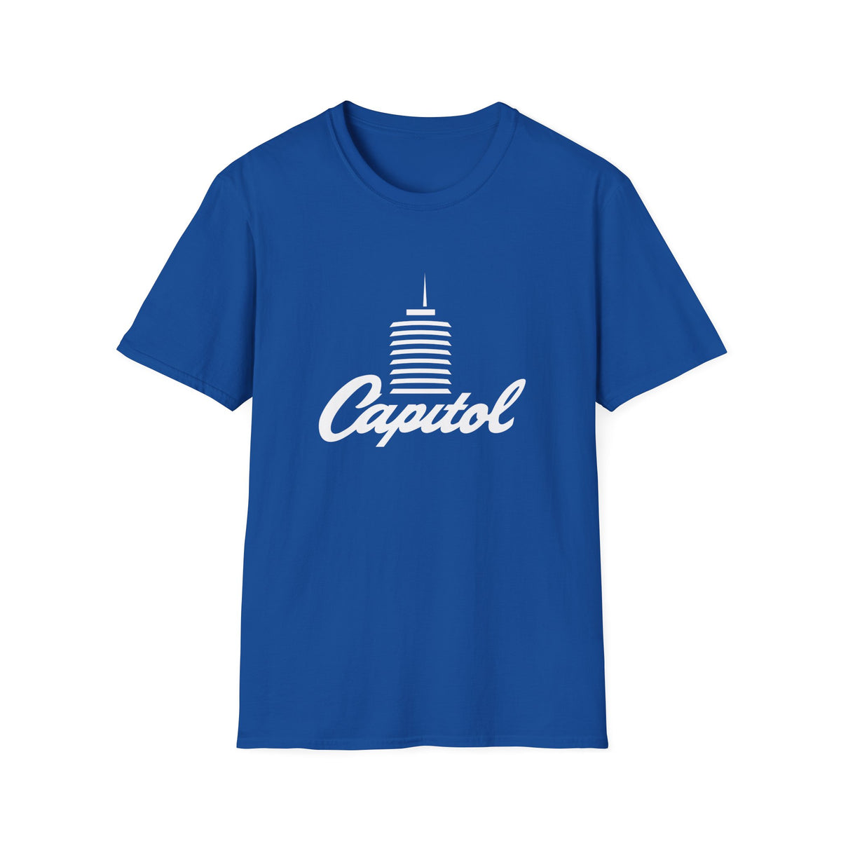 Blue t-shirt with white Capitol building and text graphic.