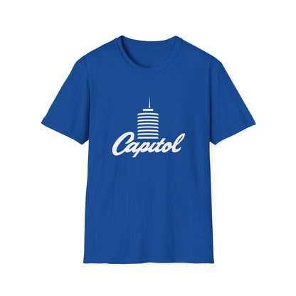 Blue t-shirt with white Capitol building and text graphic.