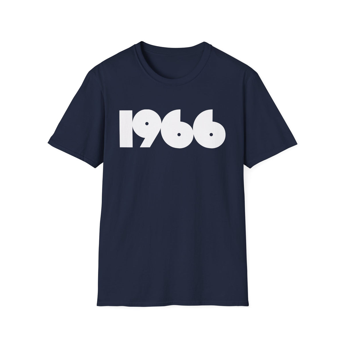 Navy t-shirt with white "1966" graphic print.
