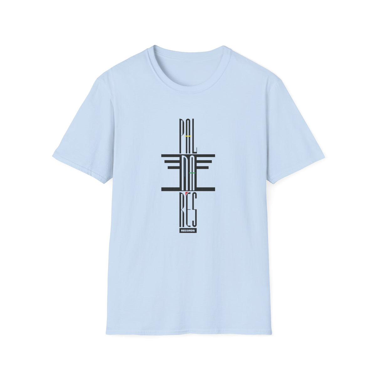 Light blue t-shirt with black vertical logo text reading PAI RES RECORDS.