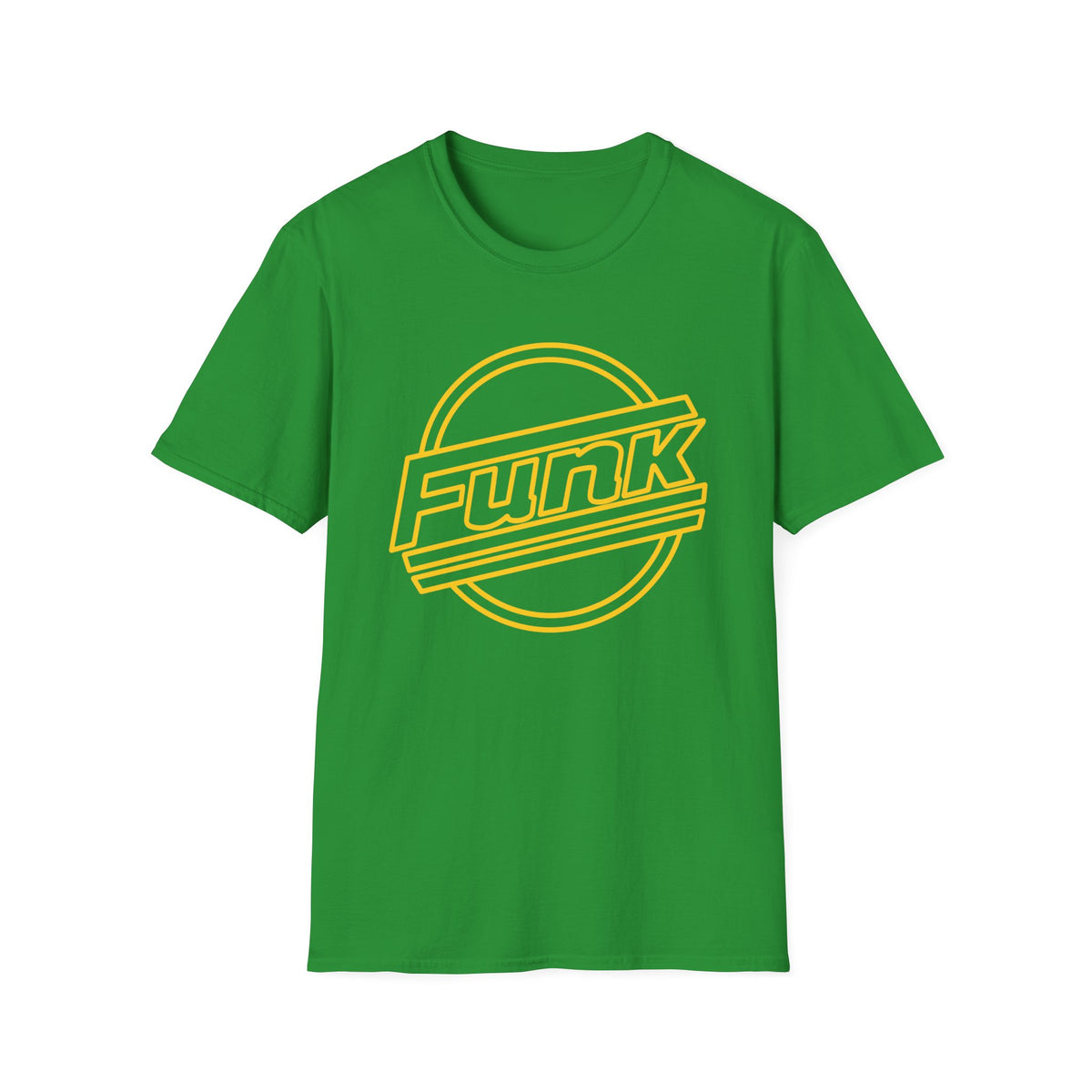 Green t-shirt with yellow "Funk" logo inside a circle.