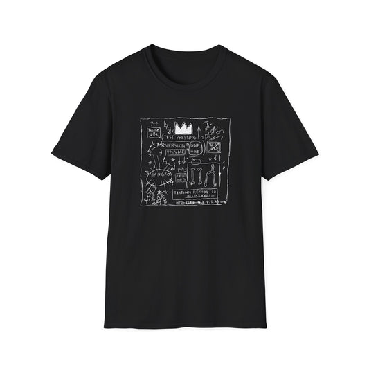 Black t-shirt with white graphic featuring "Test Pressing" and "Tartown Record Co." text.