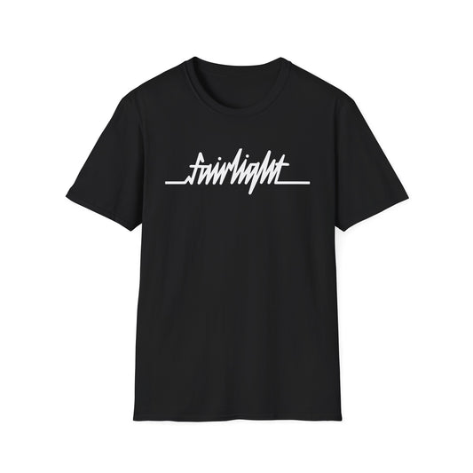 Black t-shirt with white "Fairlight" text logo across the chest.